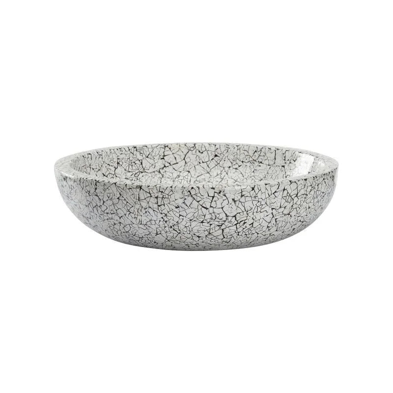 Crackled Hand Laminated White Bowl - LOOMLAN - Chelsea House - Boxes & Bowls