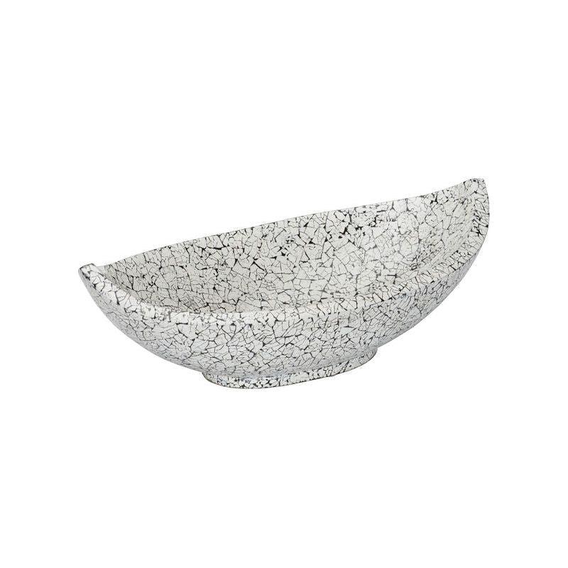 Crackled Hand Laminated White Long Bowl - LOOMLAN - Chelsea House - Boxes & Bowls