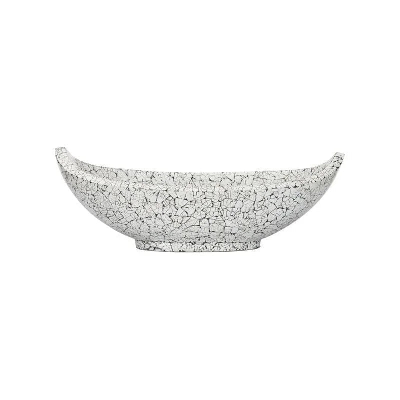 Crackled Hand Laminated White Long Bowl - LOOMLAN - Chelsea House - Boxes & Bowls