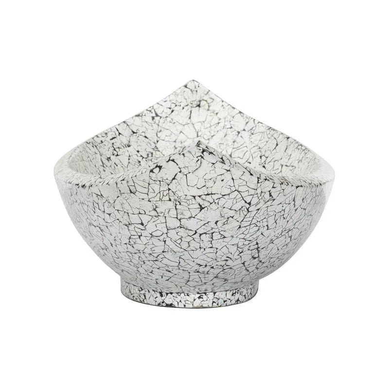 Crackled Hand Laminated White Long Bowl - LOOMLAN - Chelsea House - Boxes & Bowls