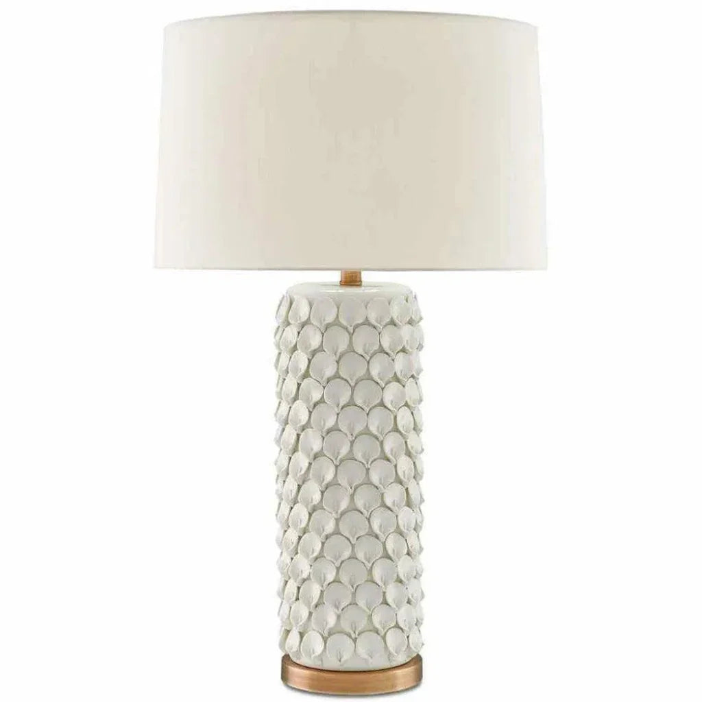 Cream Antique Brass Calla Lily Table Lamp - LOOMLAN - Currey & Co - Table Lamps
