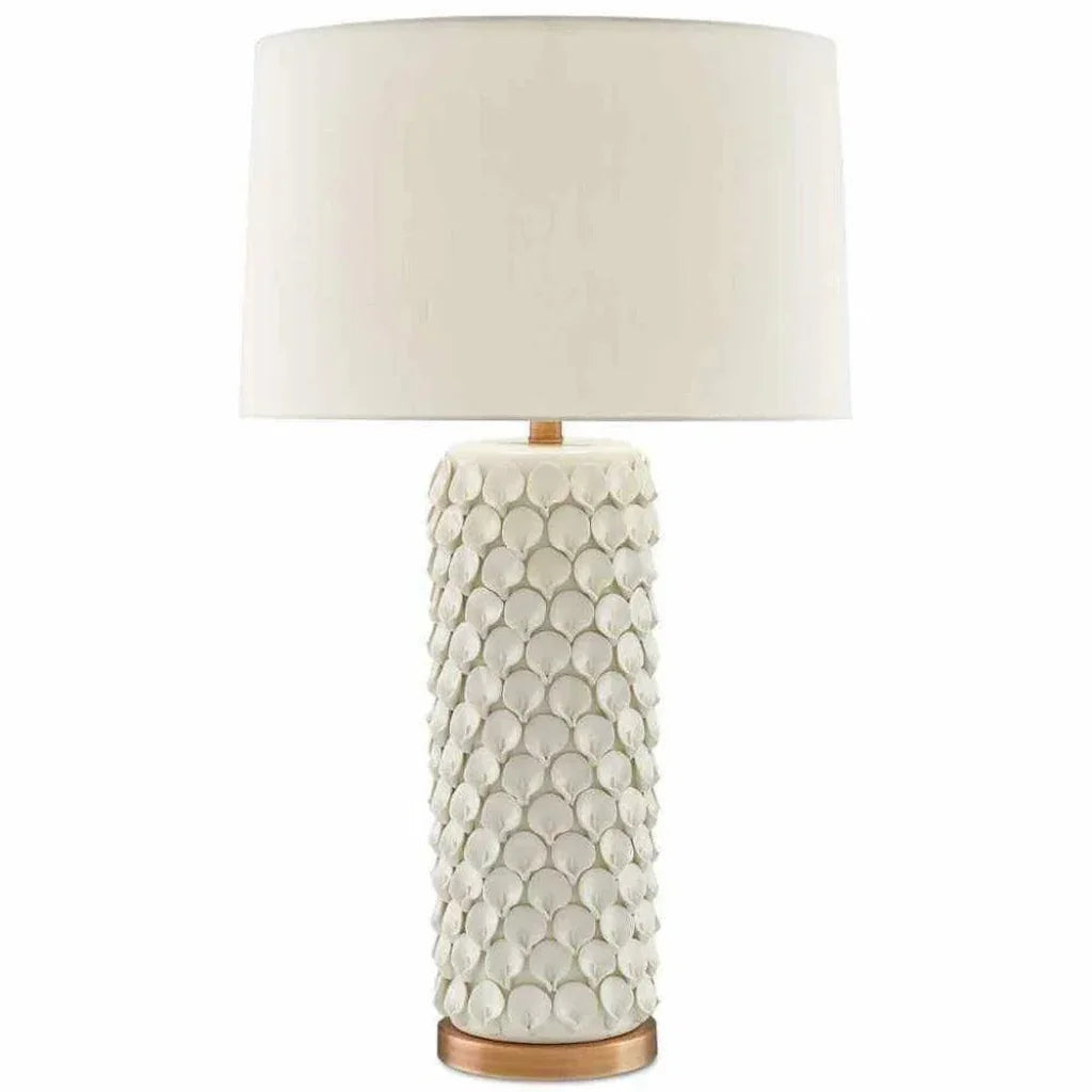 Cream Antique Brass Calla Lily Table Lamp - LOOMLAN - Currey & Co - Table Lamps