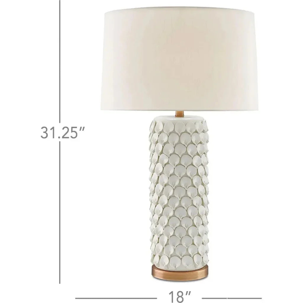 Cream Antique Brass Calla Lily Table Lamp - LOOMLAN - Currey & Co - Table Lamps