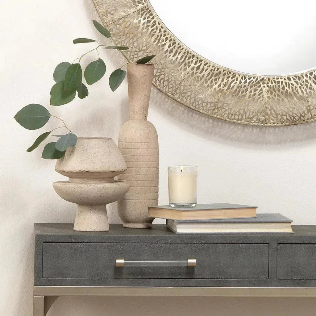 Cream Ceramic Foundation Decorative Vase - LOOMLAN - Jamie Young - Vases & Jars