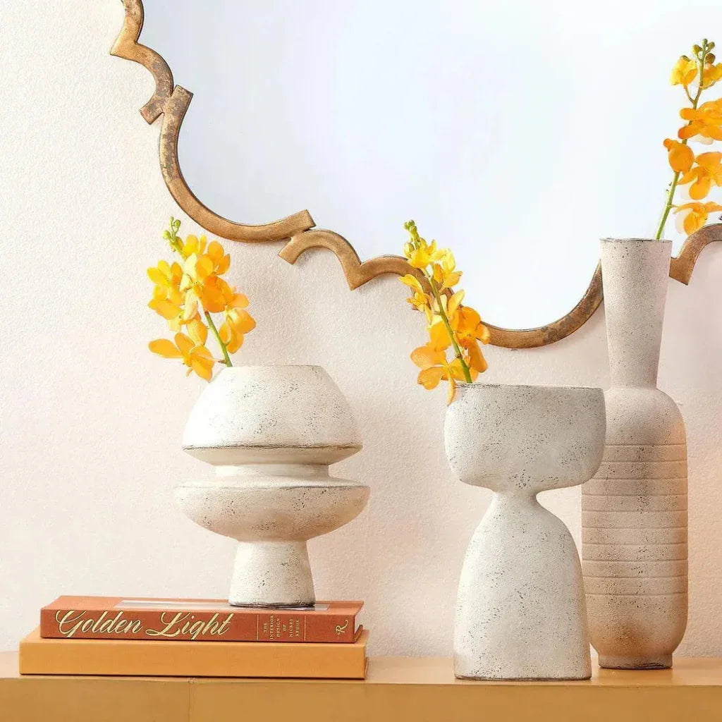 Cream Ceramic Foundation Decorative Vase - LOOMLAN - Jamie Young - Vases & Jars