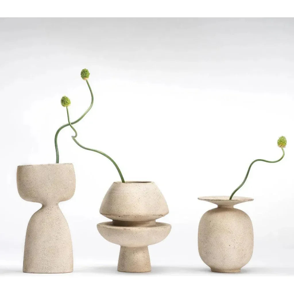 Cream Ceramic Foundation Decorative Vase - LOOMLAN - Jamie Young - Vases & Jars