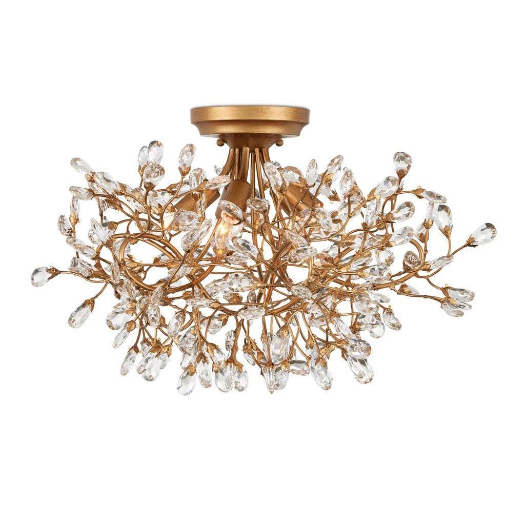 Crystal Bud Semi-Flush Mount-Flush Mounts-Currey & Co-LOOMLAN
