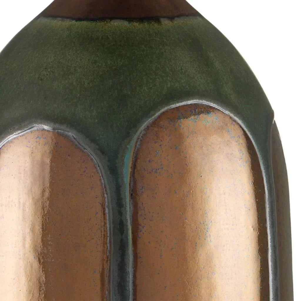 Cuprum Ceramic Green And Copper Table Lamp - LOOMLAN - Currey & Co - Table Lamps