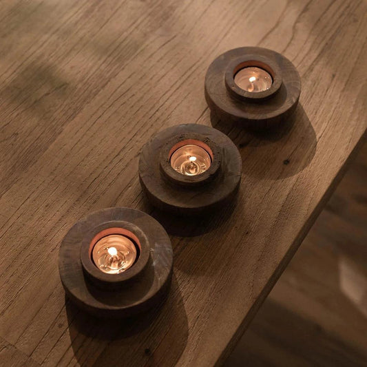 D - Bodhi Ring Wooden Candle Holder - LOOMLAN - LH Imports - Candle Holders