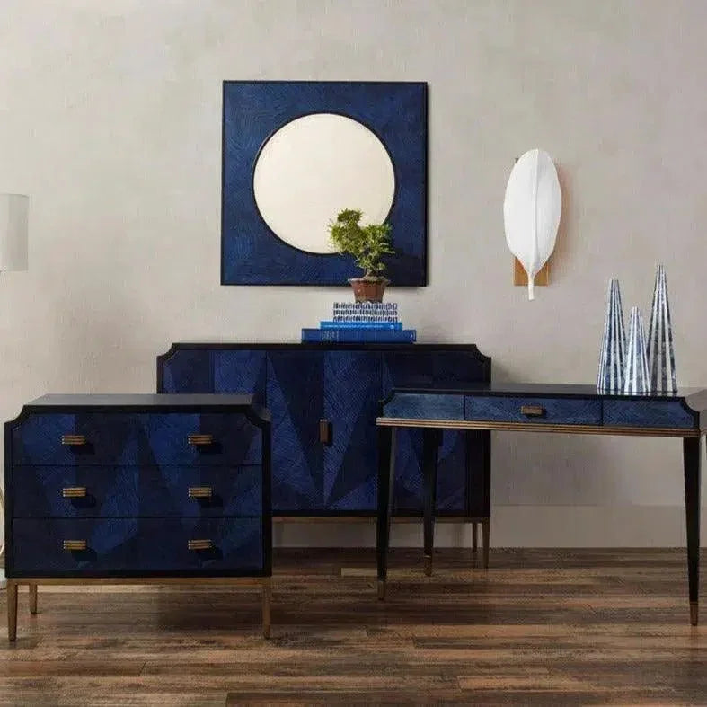 Dark Sapphire Caviar Black Kallista Mirror - LOOMLAN - Currey & Co - Wall Mirrors