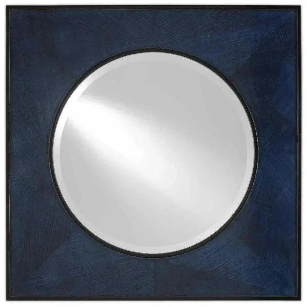 Dark Sapphire Caviar Black Kallista Mirror - LOOMLAN - Currey & Co - Wall Mirrors