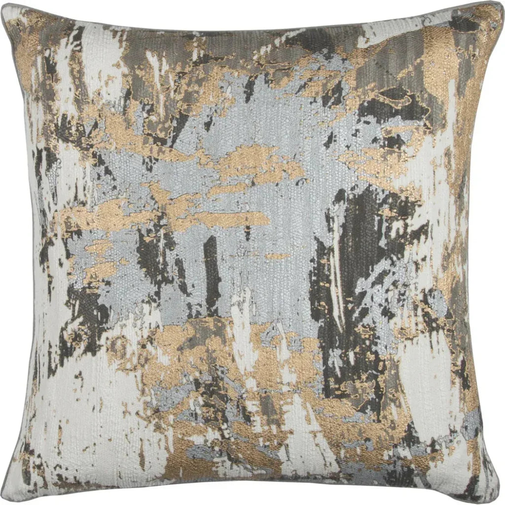 LOOMLAN Delta Metallic Grey & Brown Couch Pillow Down Fill