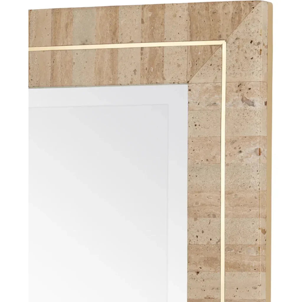Dezi Brass Accents Rectangular Wall Mirror - LOOMLAN - Currey & Co - Wall Mirrors