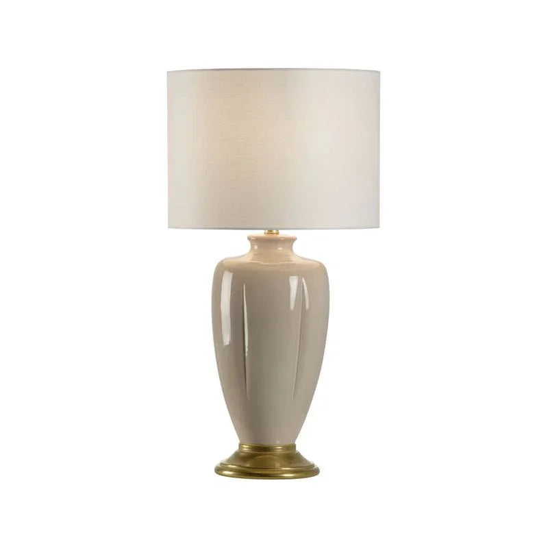 Dimpled Italian Ceramic Design Taupe Table Lamp - LOOMLAN - Chelsea House - Table Lamps