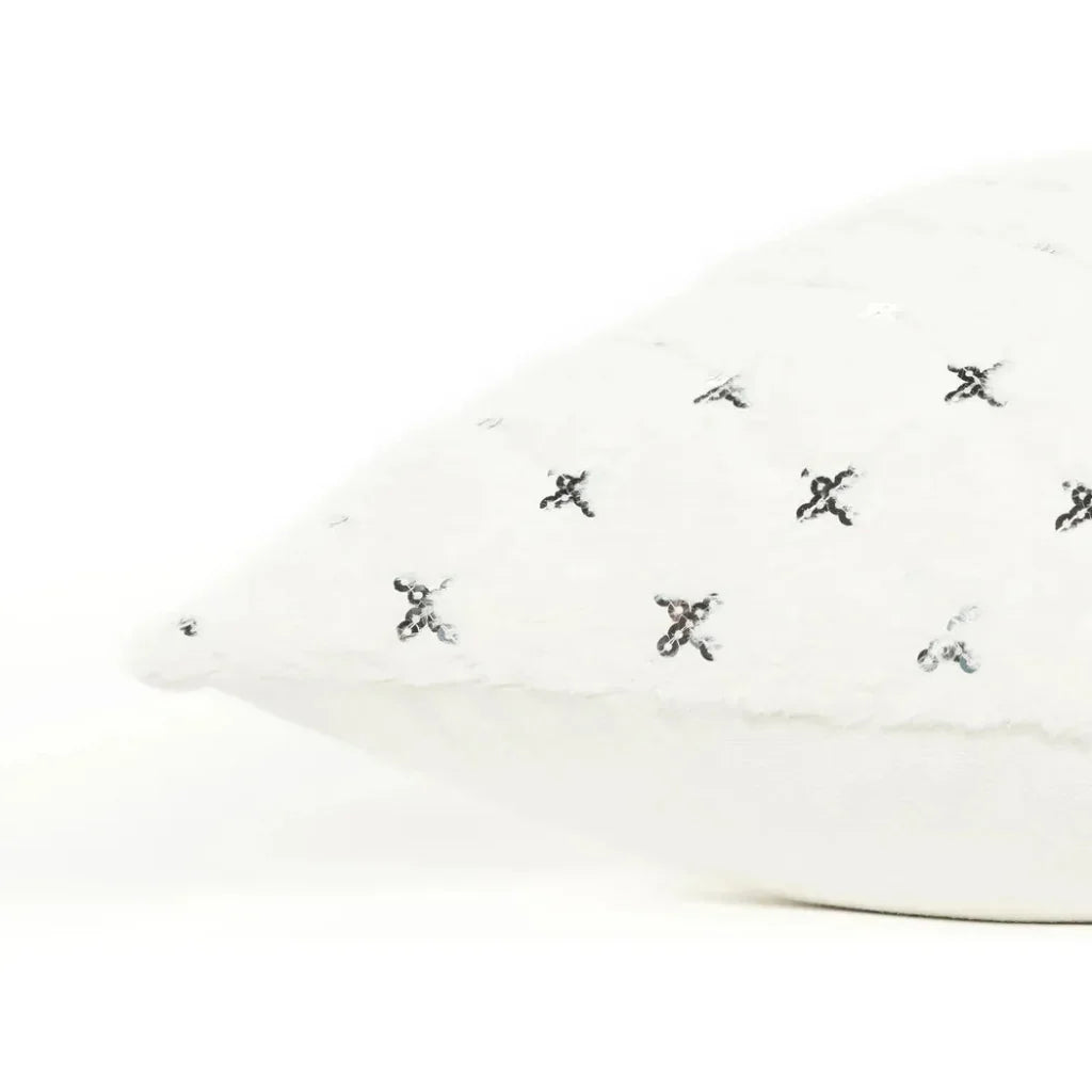 LOOMLAN Dior Quilted Diamond White Silver Throw Pillow Insert