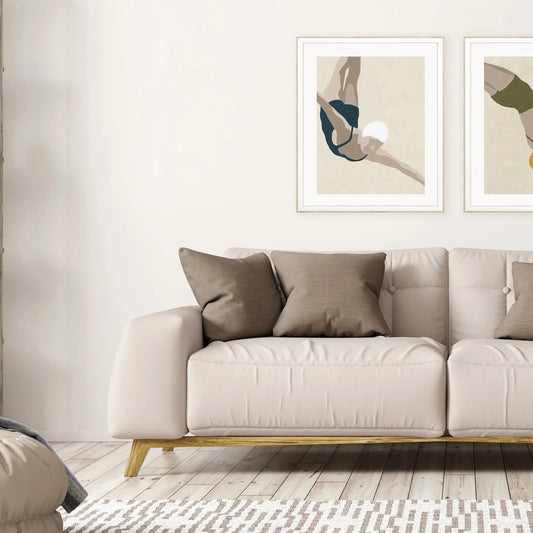 Dive Wood Frame Blue Canvas Art