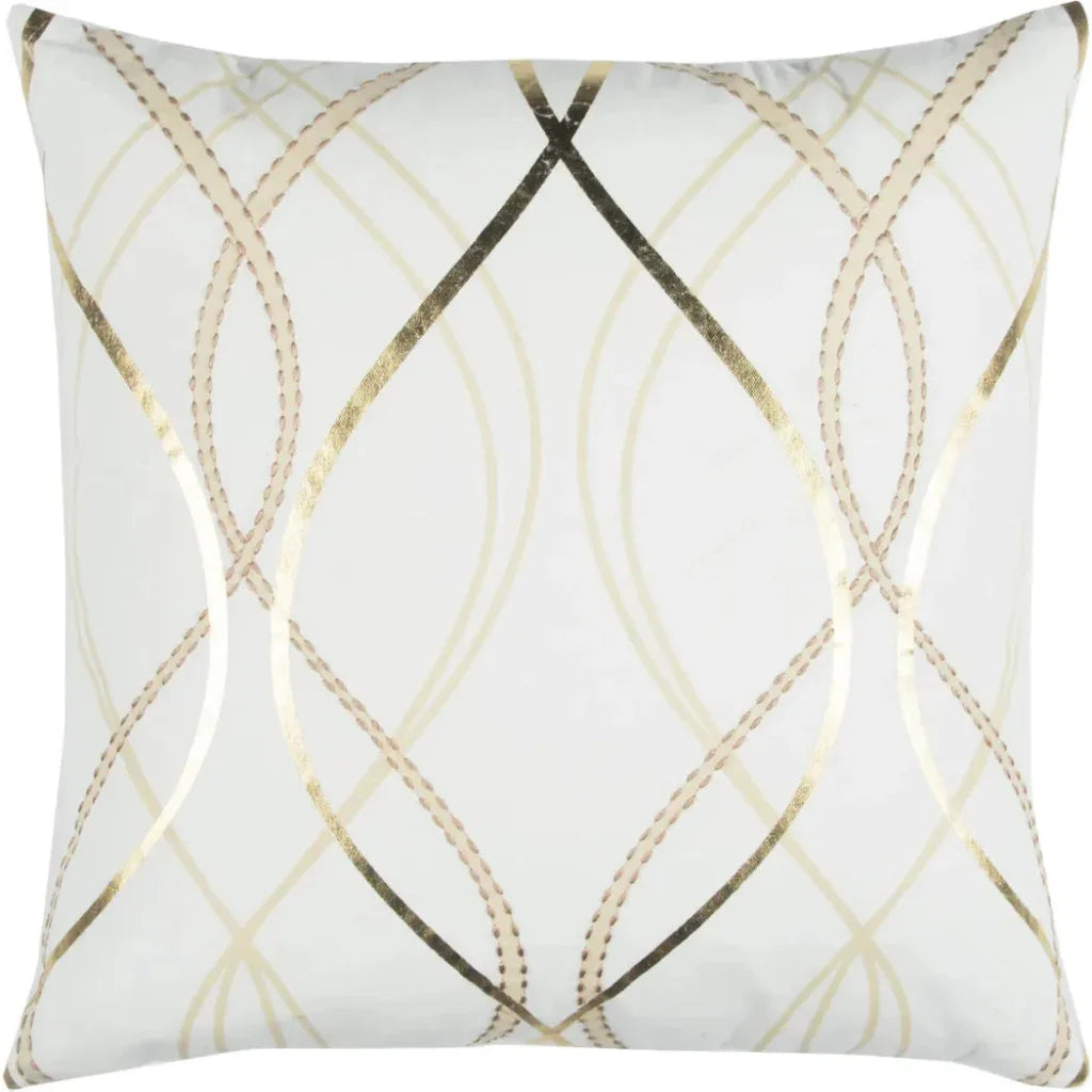 Dru White & Gold Throw Pillow Down Insert - LOOMLAN - LOOMLAN - Throw Pillows