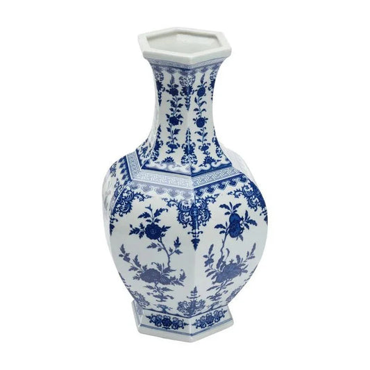 Dynasty Blue and White Flower Ceramic Vase - LOOMLAN - Chelsea House - Vases & Jars