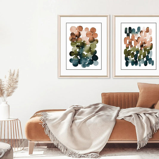 Earthy Circles Blue Framed Wall Art -- view 2