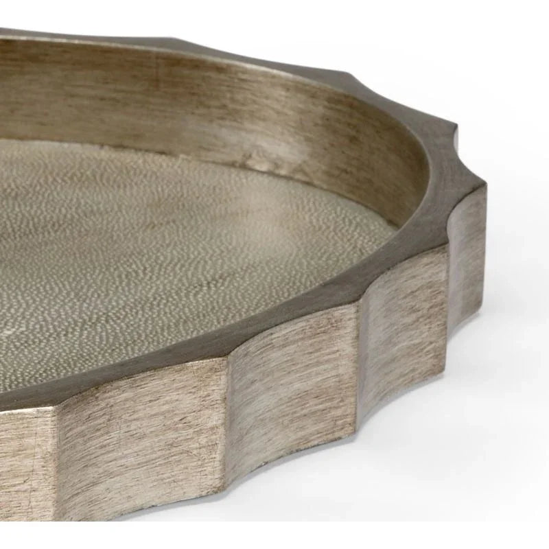 Eclipse Antique Silver Leaf Wood Tray - LOOMLAN - Chelsea House - Trays