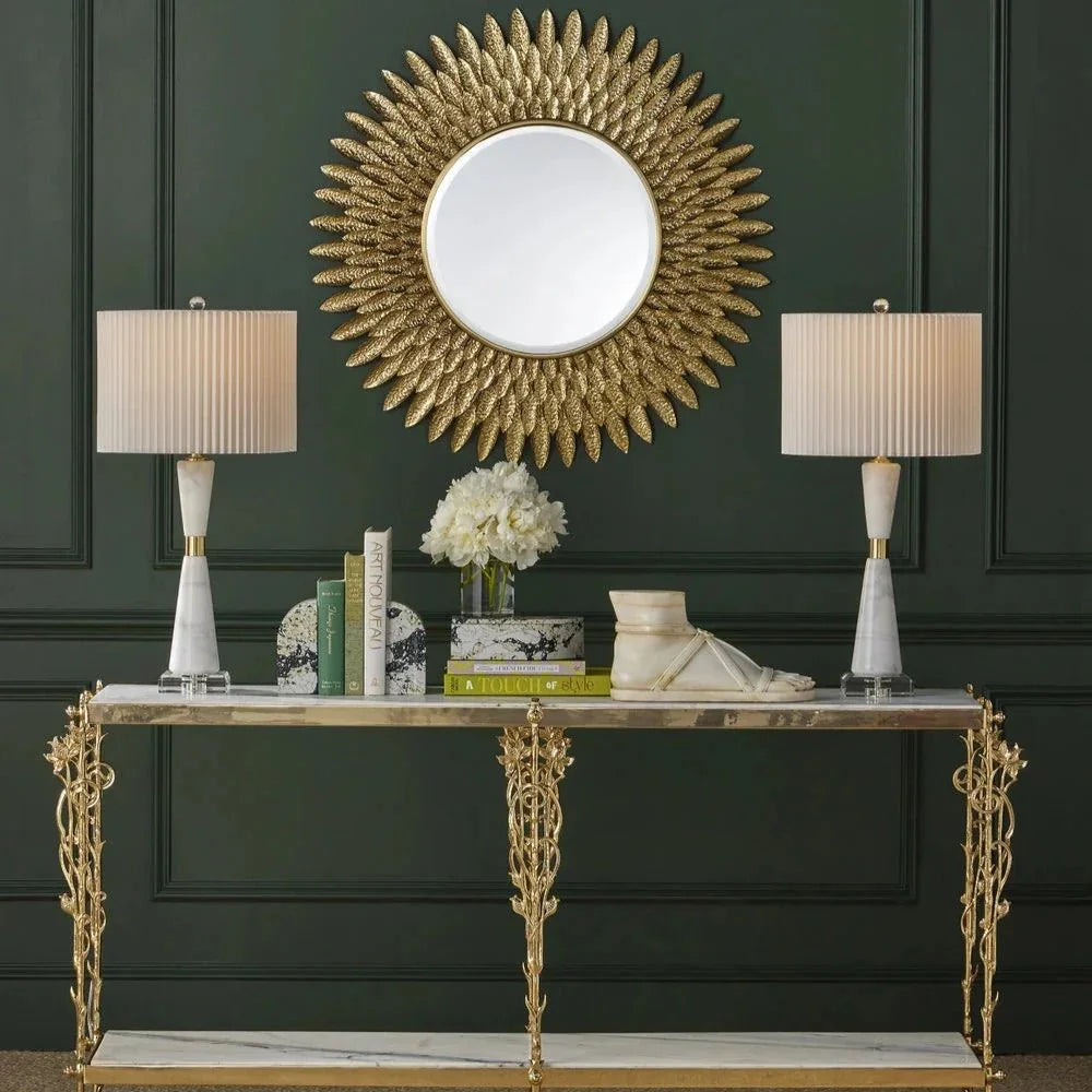 Edelmar White Marble & Crystal Table Lamp - LOOMLAN - Currey & Co - Table Lamps