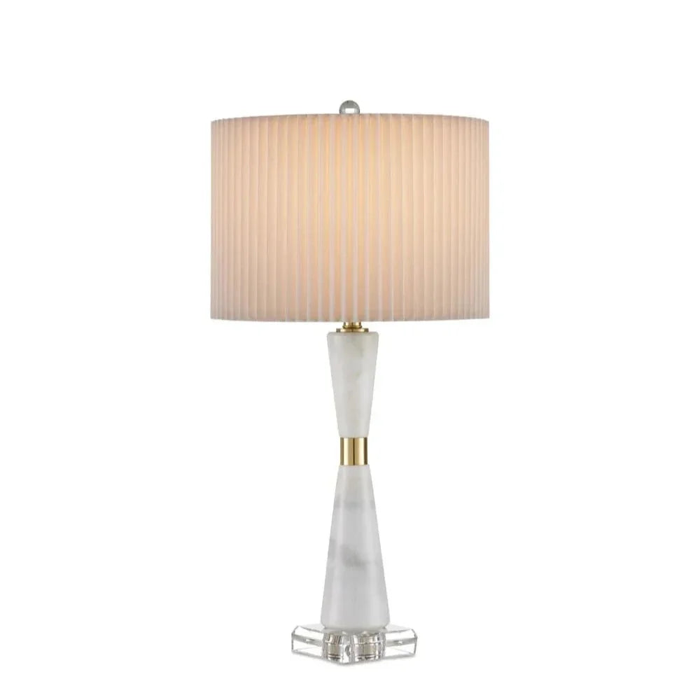 Edelmar White Marble & Crystal Table Lamp - LOOMLAN - Currey & Co - Table Lamps