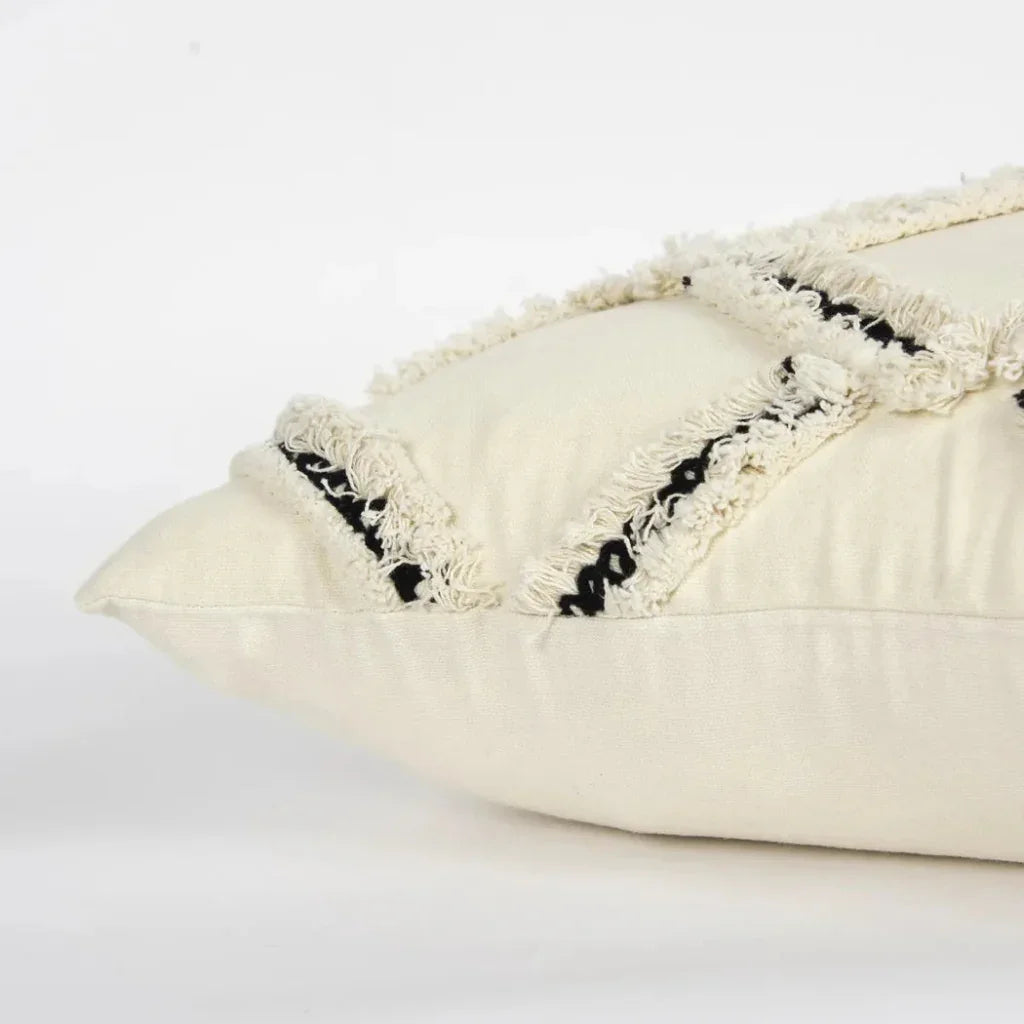 LOOMLAN Edie Diamond White & Black Throw Pillow Down Insert