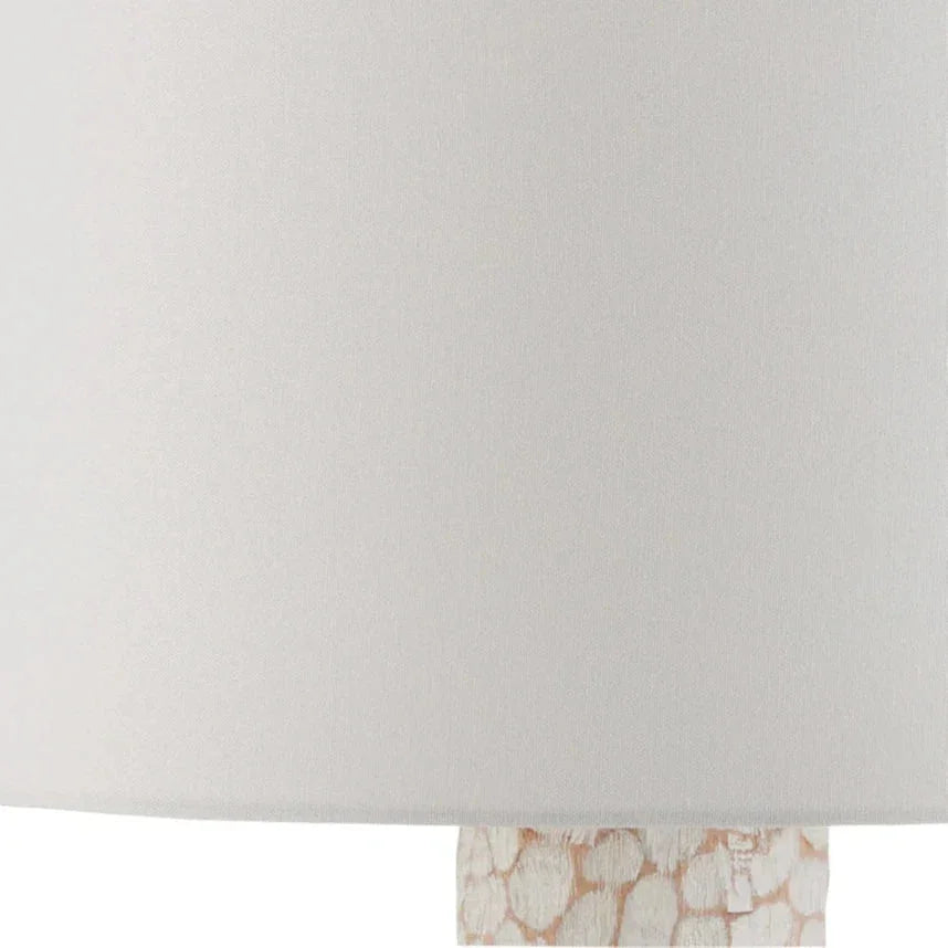 Edwell Whitewash Hand - Carved Wood Table Lamp - LOOMLAN - Currey & Co - Table Lamps