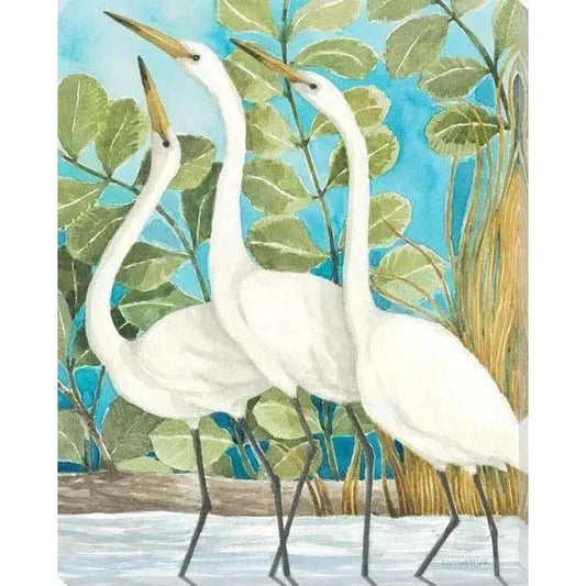 Egret White Birds Coastal Wall Art Indoor Outdoor - LOOMLAN - LOOMLAN - Canvas Art