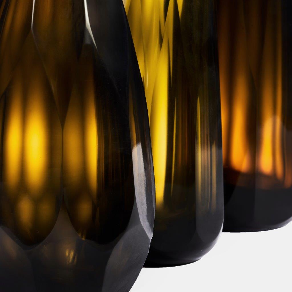 Elise Warm Olive Glass Vase 3PC