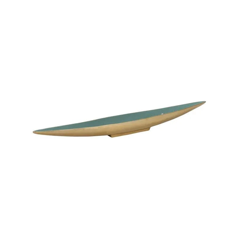 Elongated Gold Finish Enameled Oval Bowl -- view 2