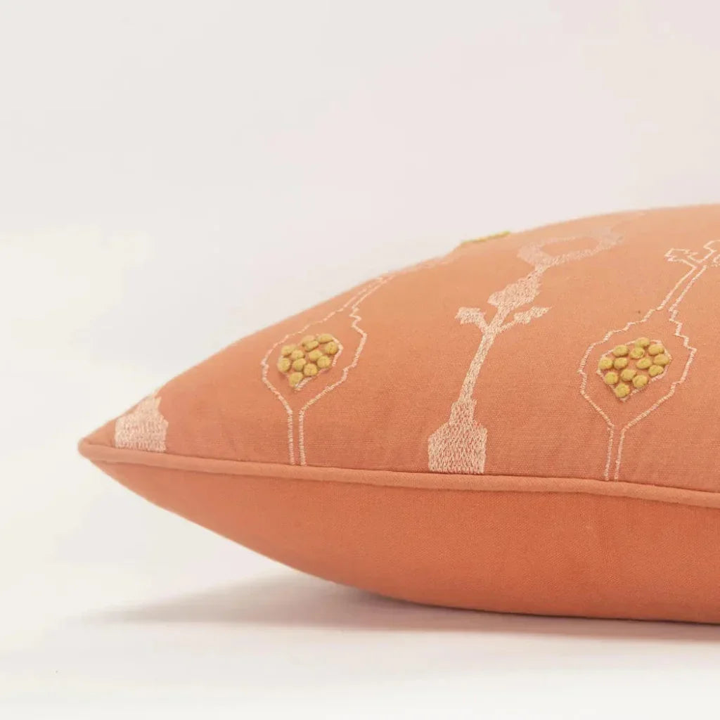 LOOMLAN Embroidered Orange Couch Pillow With Insert