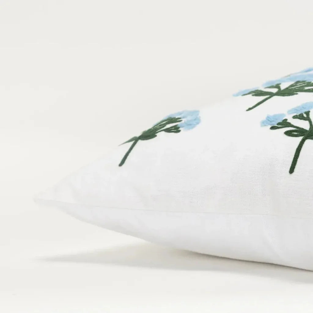 LOOMLAN Embroidery Blue Couch Pillow With Insert