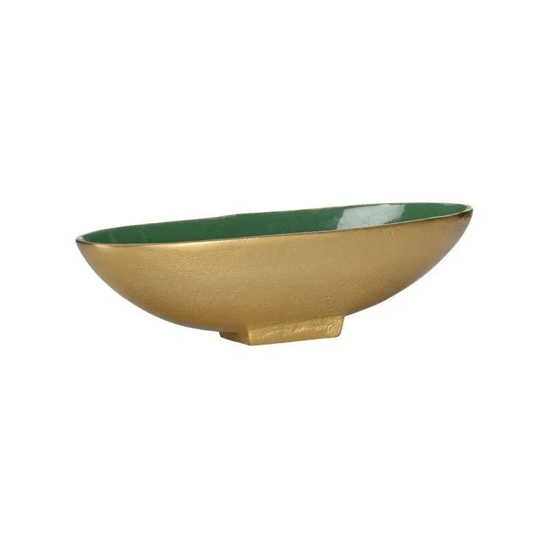 Wildwood Emerald Textured Metallic Gold Oval Bowl