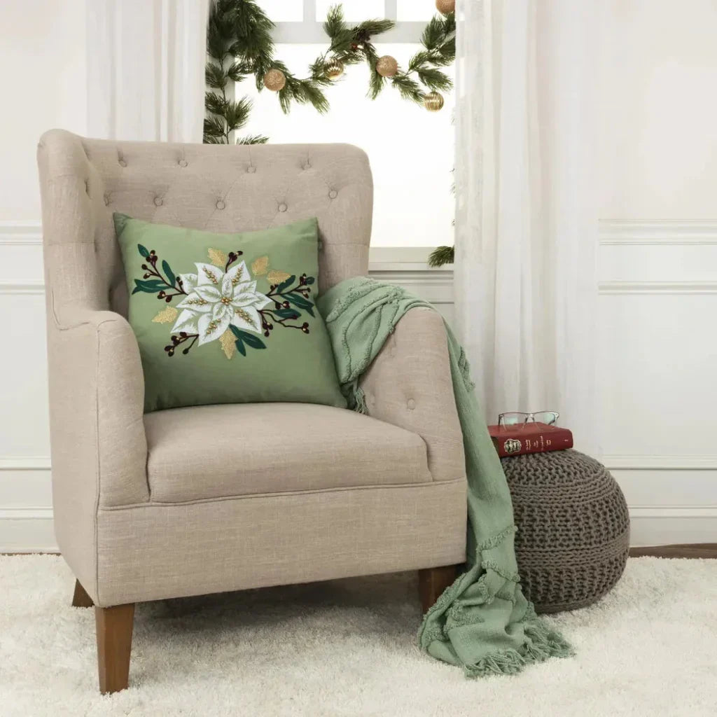 Emily Embroided Floral Decorative Pillows For Bed - LOOMLAN - LOOMLAN - Throw Pillows