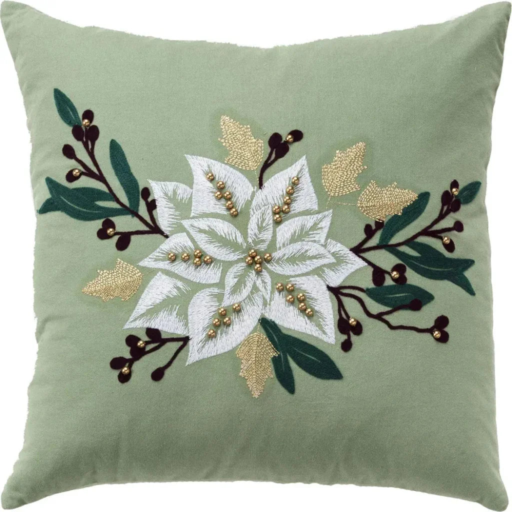 LOOMLAN Emily Embroided Floral Decorative Pillows For Bed