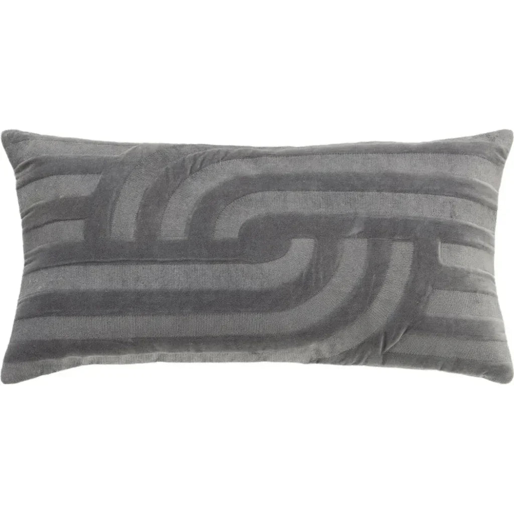 Emy Embroidered Abstract Lumbar Pillow Covers Insert - LOOMLAN - LOOMLAN - Throw Pillows