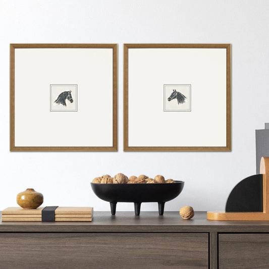 Equestrian Study Wood Frame Black Canvas Art 2PC