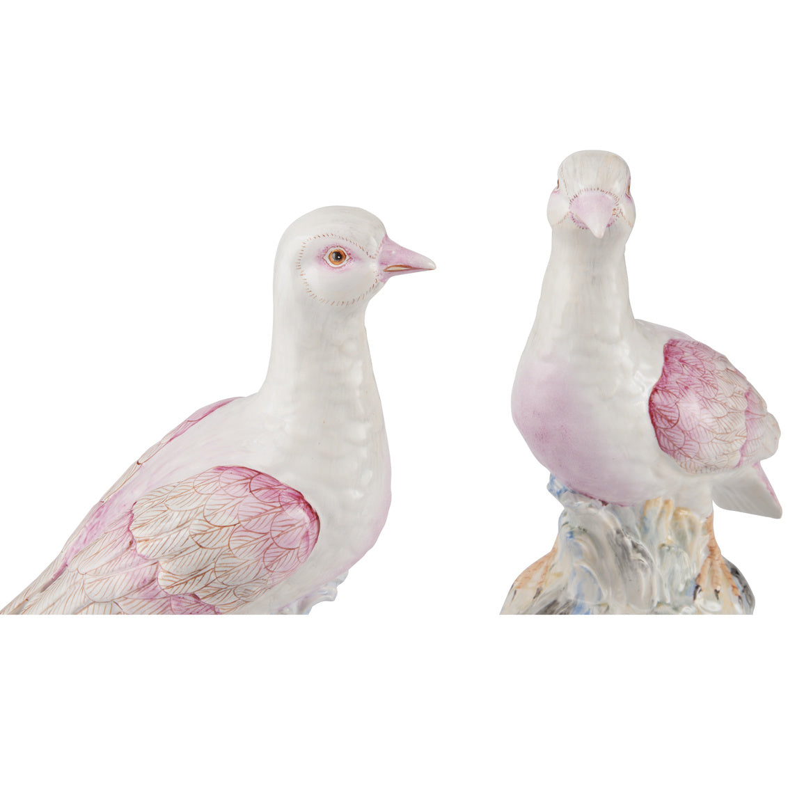Famille Rose Ceramic Terns Sculpture (Pr)