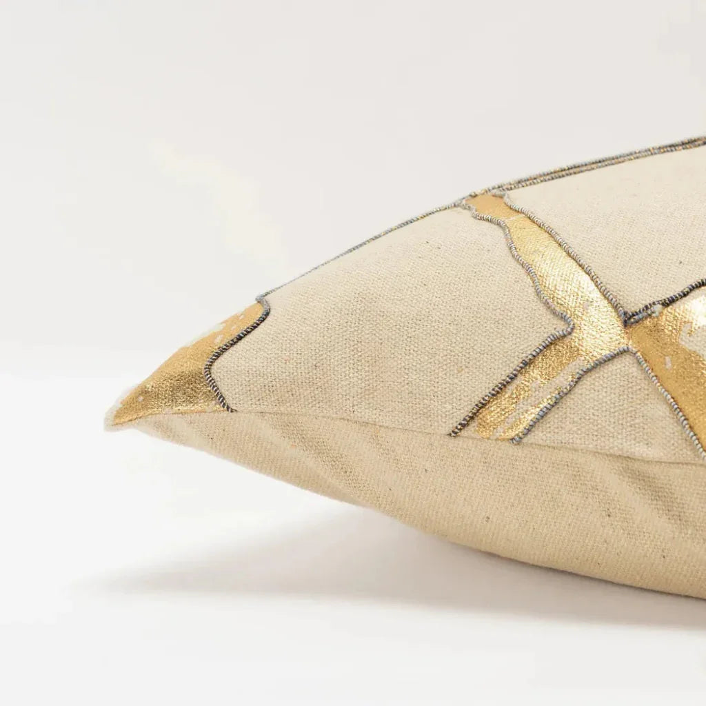 Farro Gold Metallic Pillow With Insert - LOOMLAN - LOOMLAN - Throw Pillows