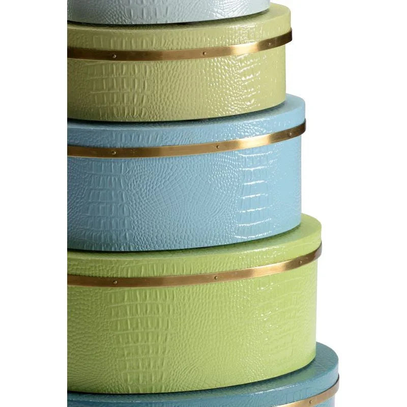 Faux Crocodile Skin Covered Oval Box (Set of 5) -- view 2