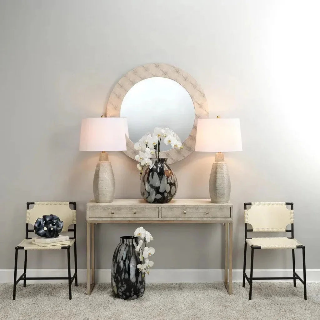 Faux Shagreen Chester Round Wall Mirror - LOOMLAN - Jamie Young - Wall Mirrors