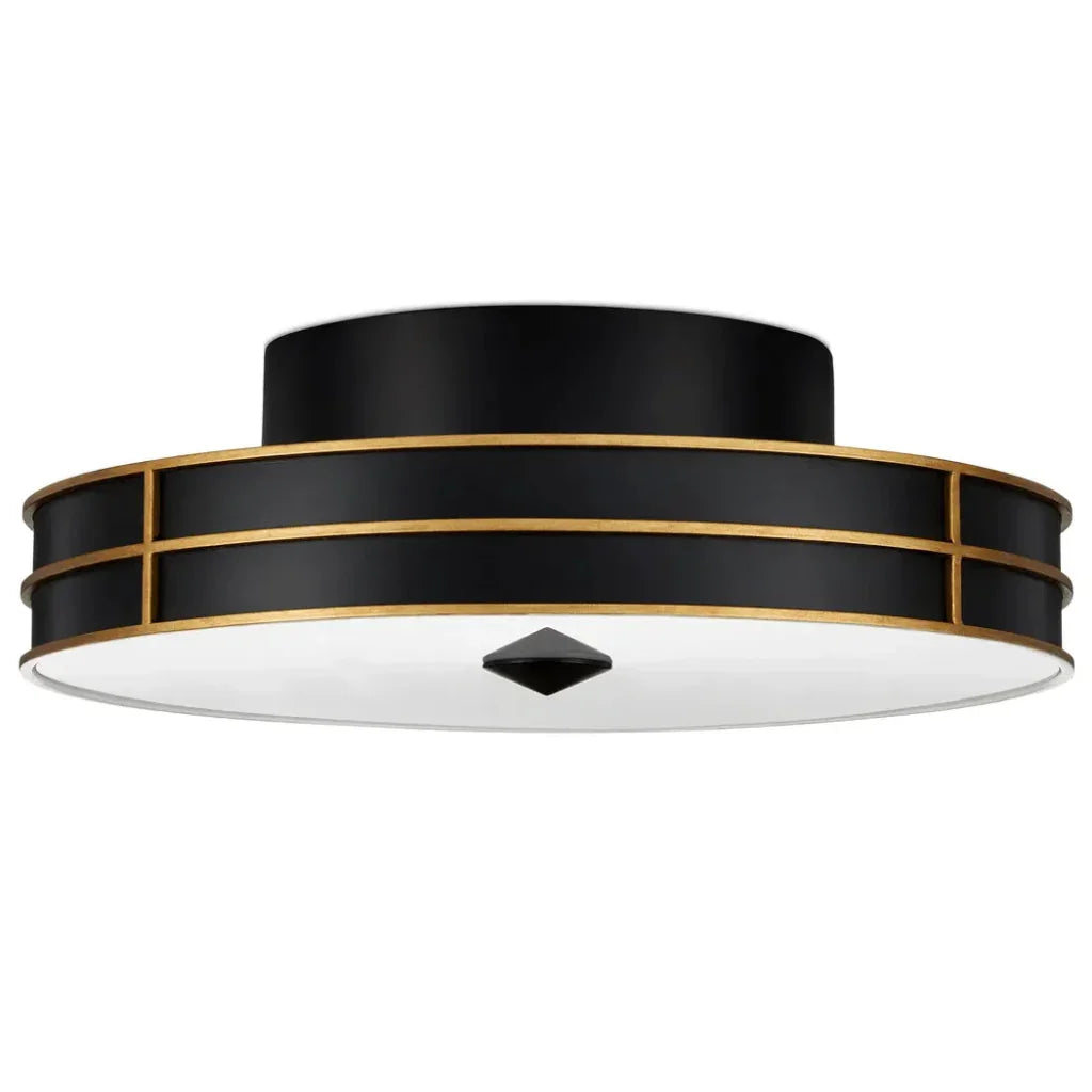 Fielding Black Flush Mount-Flush Mounts-Currey & Co-LOOMLAN