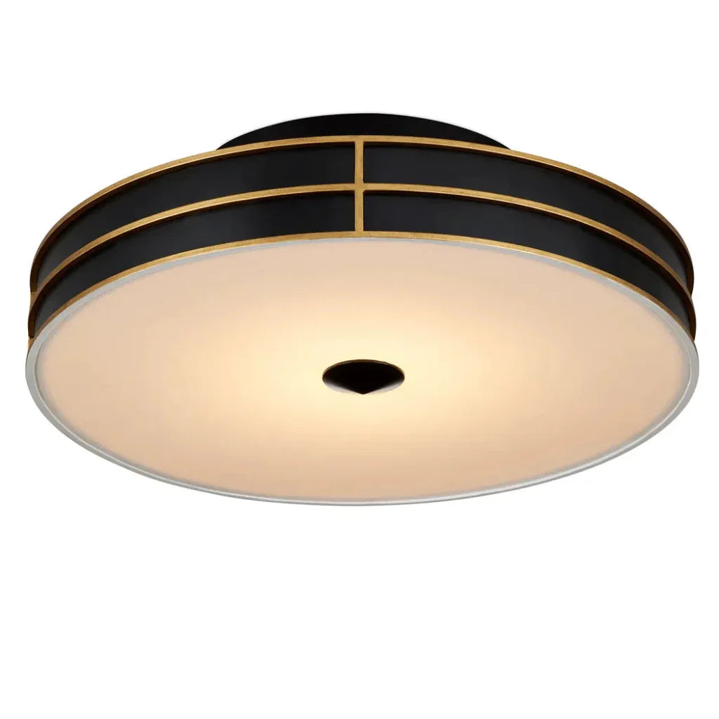 Fielding Black Flush Mount-Flush Mounts-Currey & Co-LOOMLAN