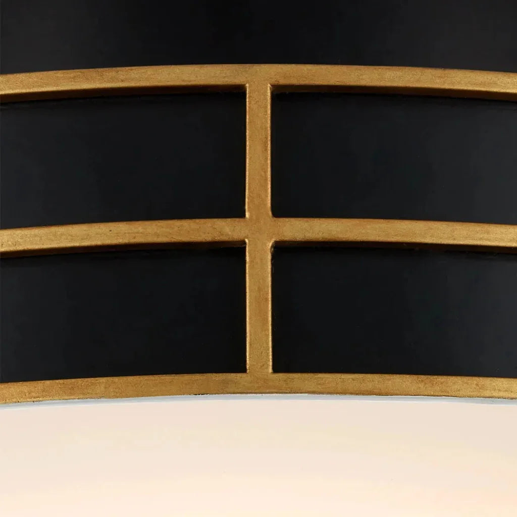 Fielding Black Flush Mount-Flush Mounts-Currey & Co-LOOMLAN