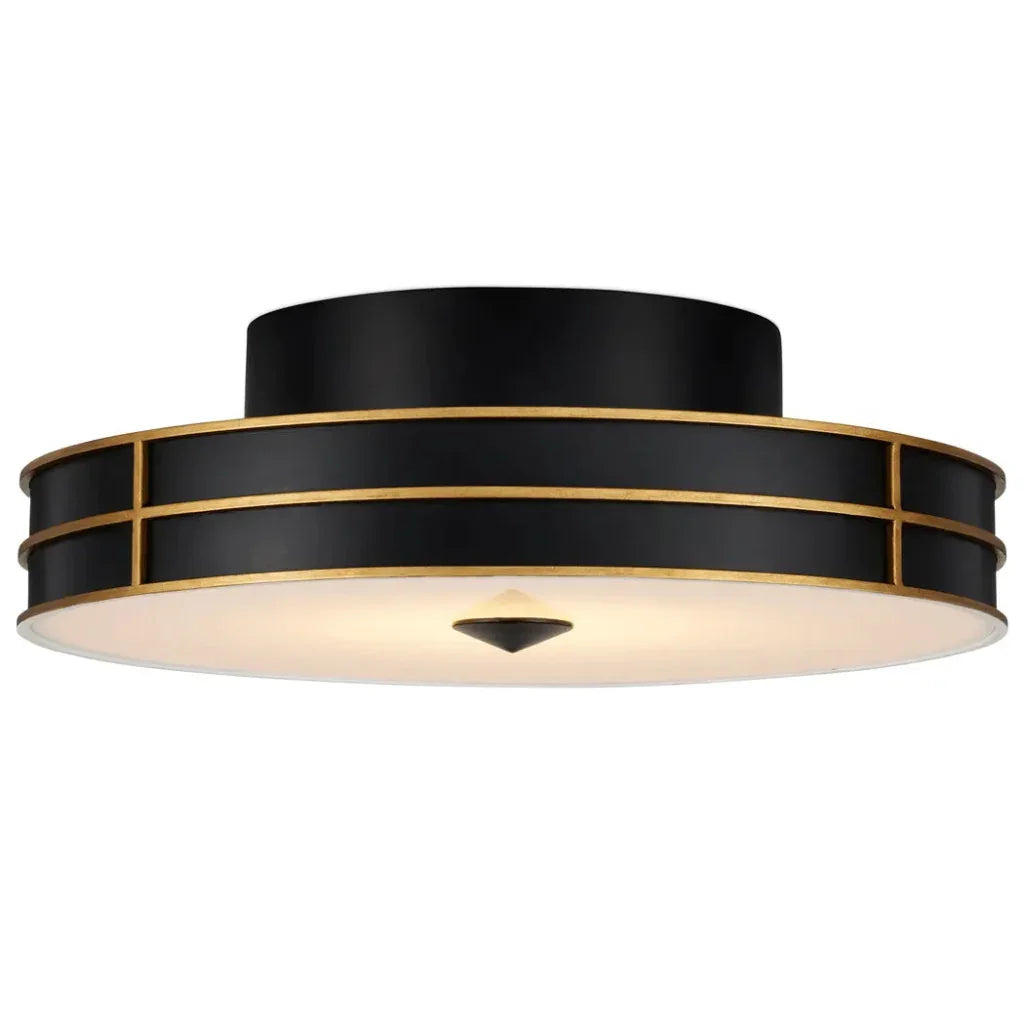 Fielding Black Flush Mount-Flush Mounts-Currey & Co-LOOMLAN