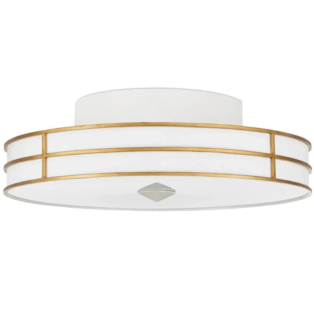 Fielding White Flush Mount-Flush Mounts-Currey & Co-LOOMLAN