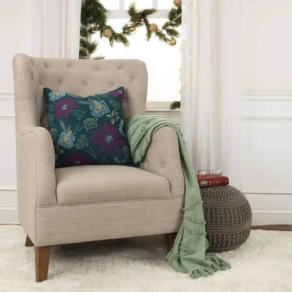 Fiona Teal Throw Pillow With Down Insert - LOOMLAN - LOOMLAN - Throw Pillows