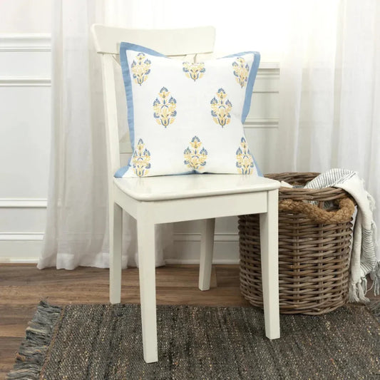 Flanged Floral Blue Throw Pillow Down Insert - LOOMLAN - LOOMLAN - Throw Pillows