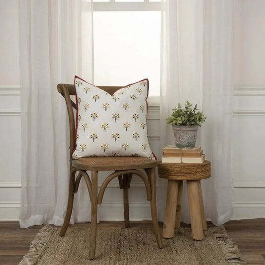 Flanged Floral Rust Throw Pillow Down Insert - LOOMLAN - LOOMLAN - Throw Pillows